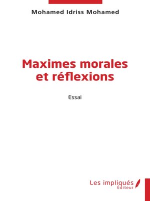 cover image of Maximes morales et réflexions